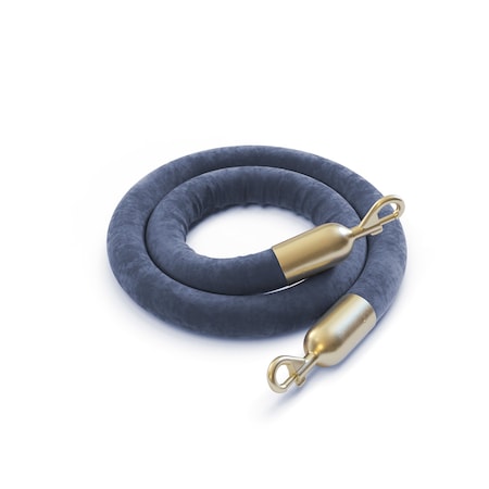 Velvet Rope Grey With Satin Brass Snap Ends 6ft.Cotton Core